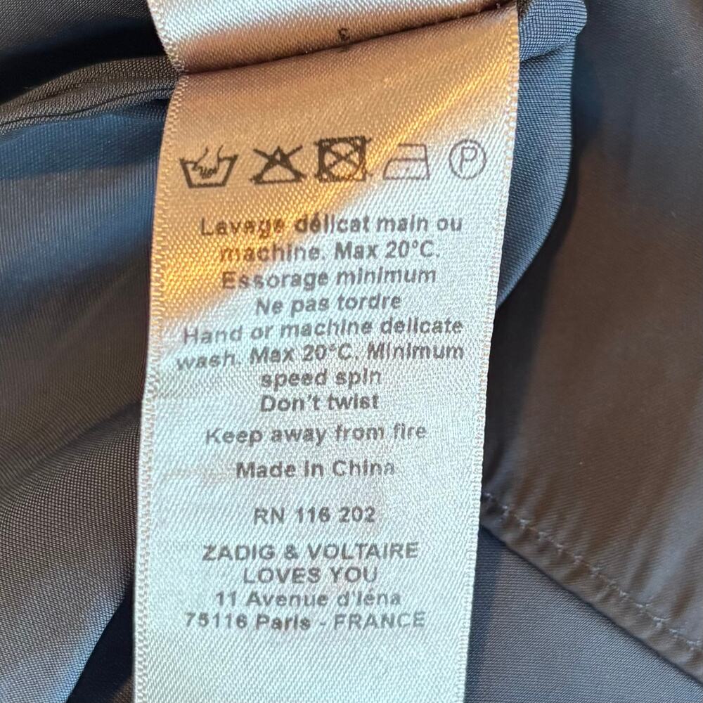 Zadig & Voltaire Tamy Satin Blouse Navy Oversized Quiet Lux Womens Size Small - Picture 6 of 10